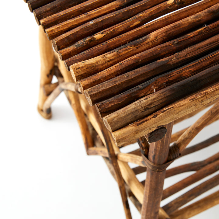 Vintage Adirondack Twig Table in Dark Wood