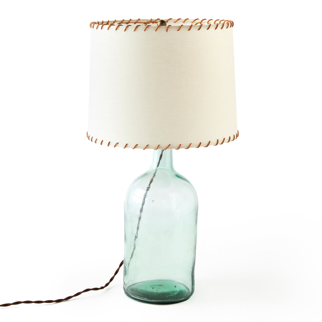 Antique Demijohn Lamp with Whipstitch Shade