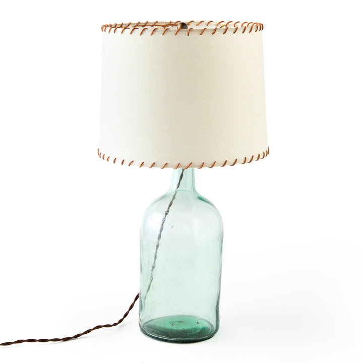 Antique Demijohn Lamp with Whipstitch Shade