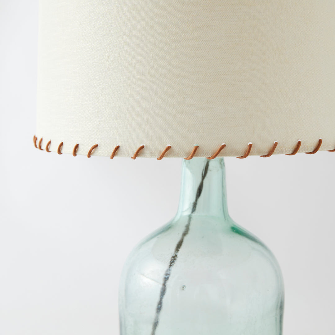 Antique Demijohn Lamp with Whipstitch Shade