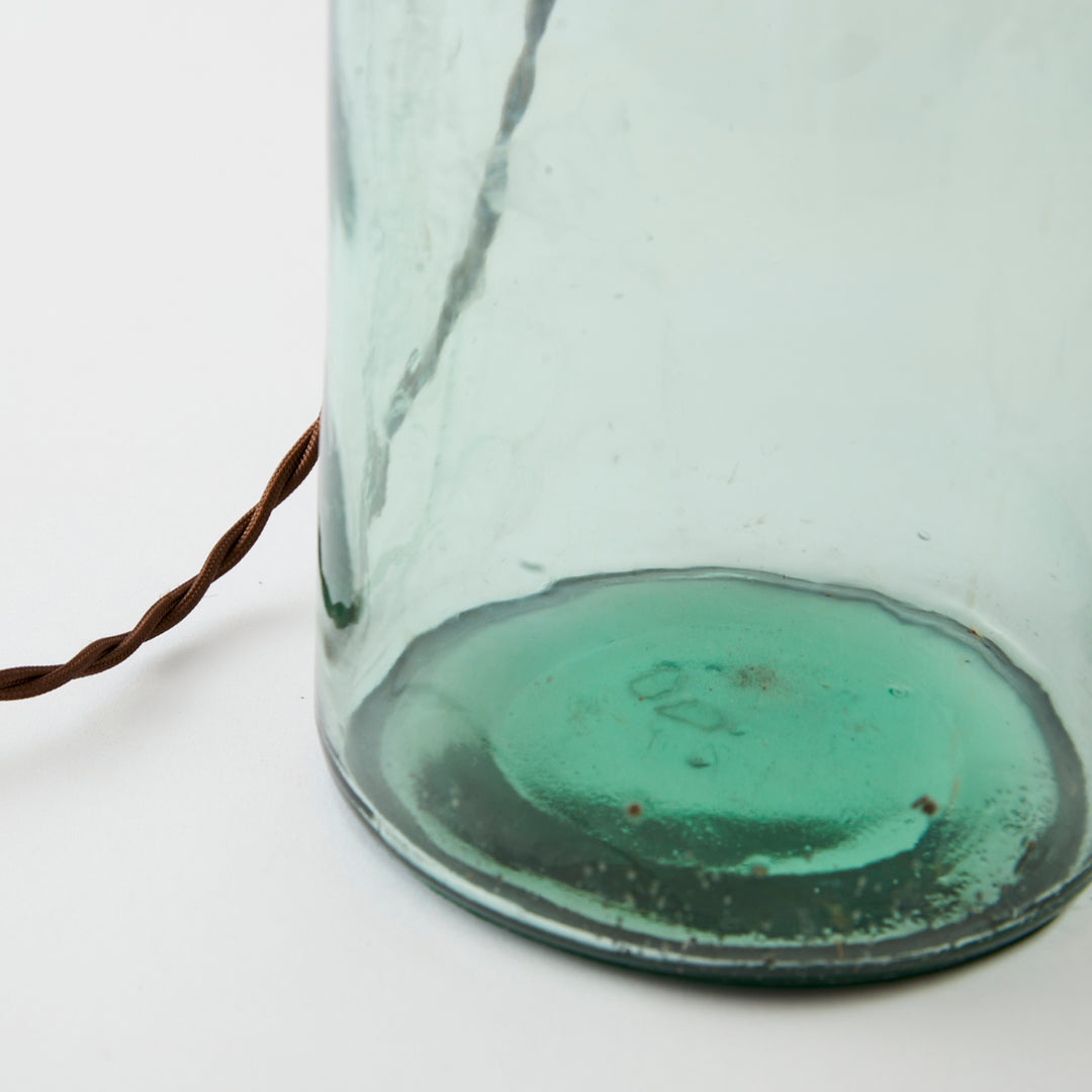 Antique Demijohn Lamp with Whipstitch Shade