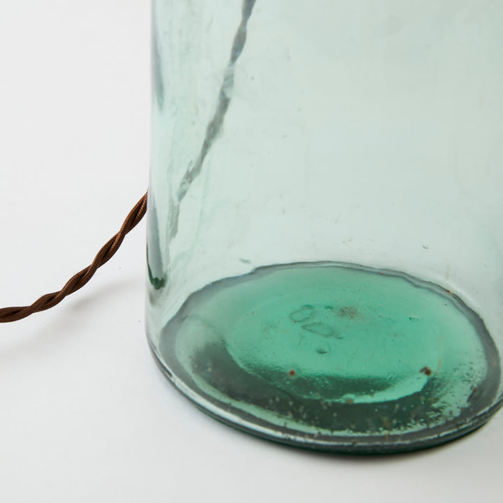 Antique Demijohn Lamp with Whipstitch Shade