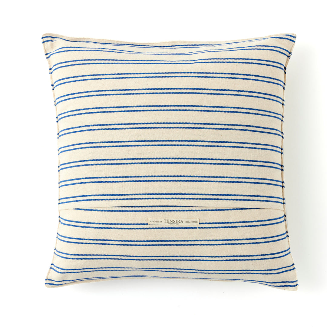 Square Blue and White Stripe Pillows by Tensira