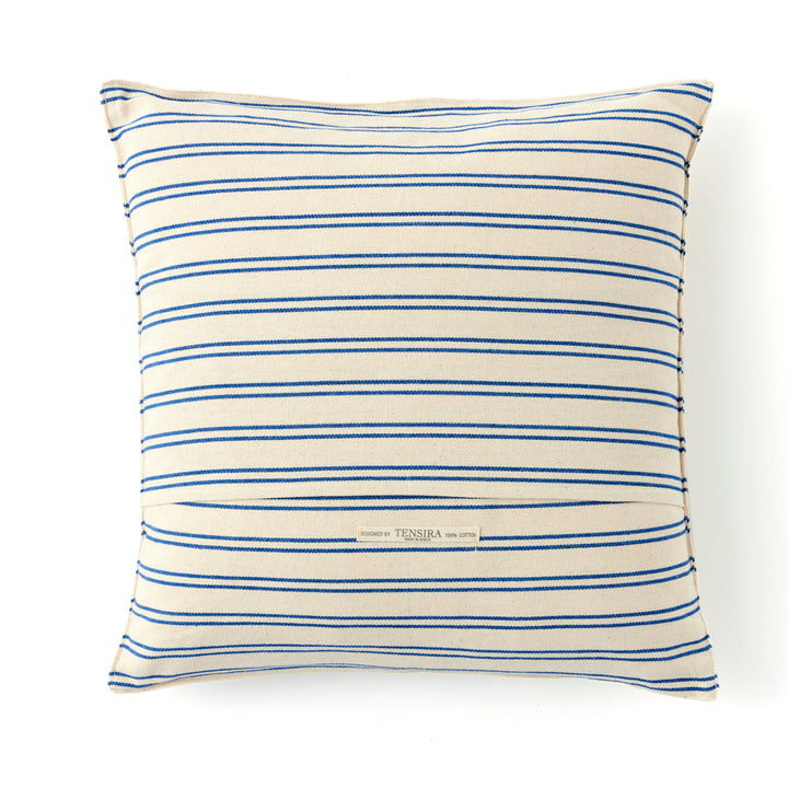 Square Blue and White Stripe Pillows by Tensira