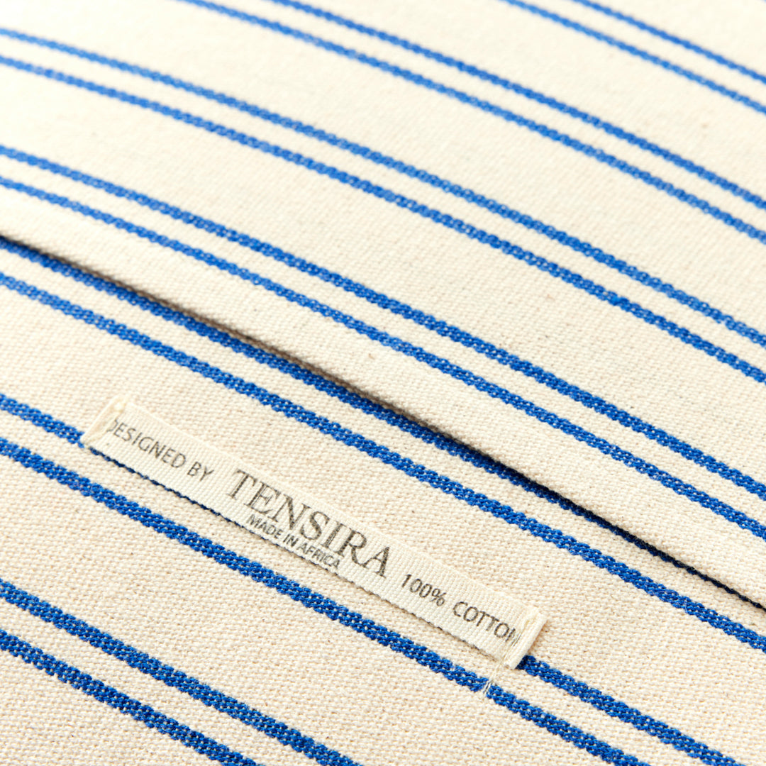 Square Blue and White Stripe Pillows by Tensira