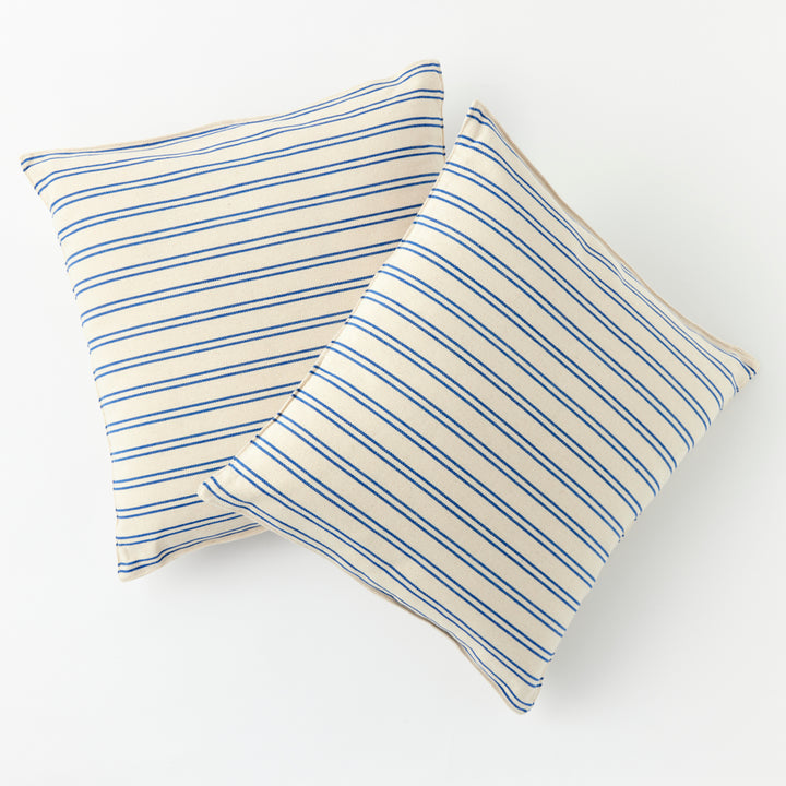 Square Blue and White Stripe Pillows by Tensira