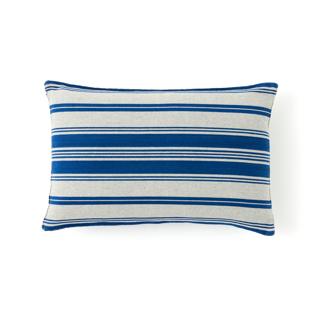 Small Indigo and White Stripe Pillow by Tensira