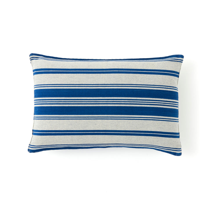 Small Indigo and White Stripe Pillow by Tensira