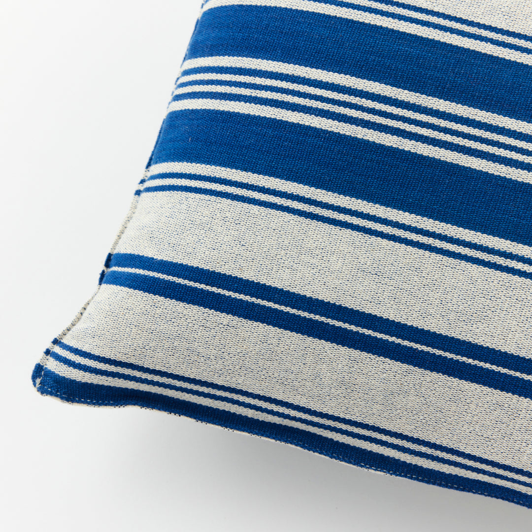 Small Indigo and White Stripe Pillow by Tensira
