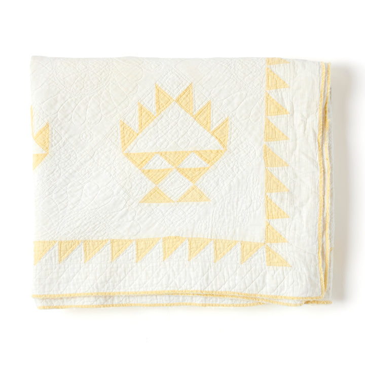 Antique Yellow Cake Stand Quilt, Early 20th Century