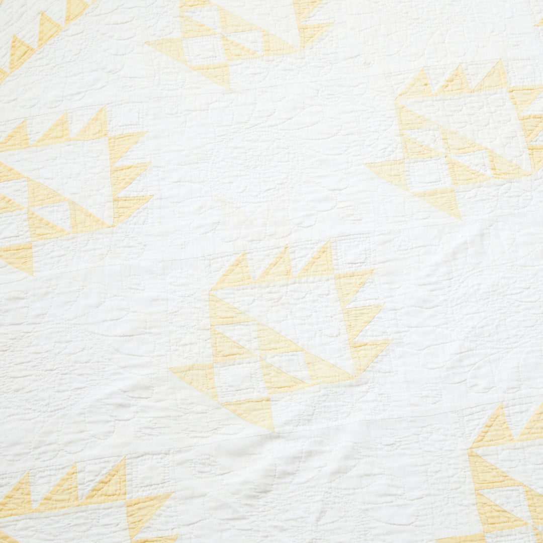 Antique Yellow Cake Stand Quilt, Early 20th Century