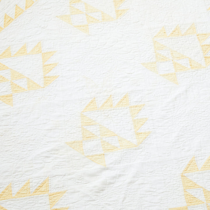 Antique Yellow Cake Stand Quilt, Early 20th Century
