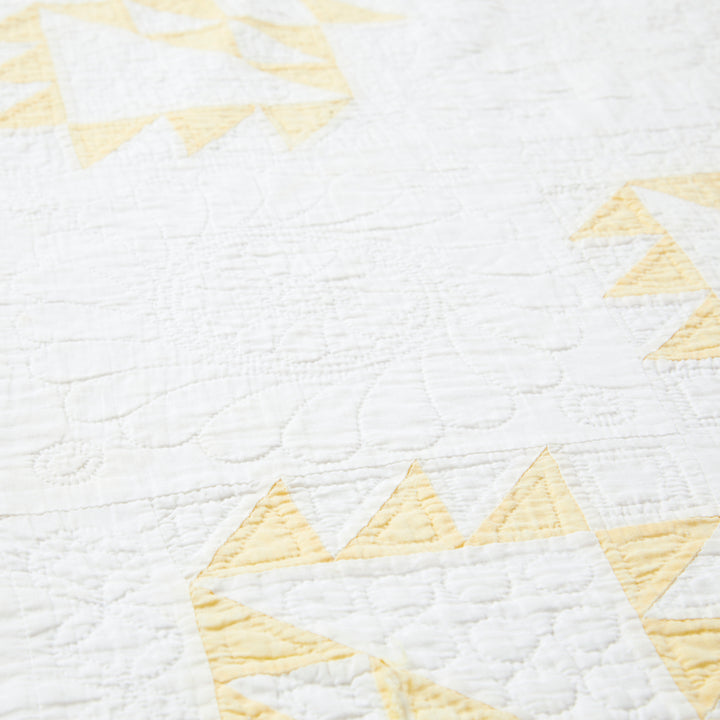 Antique Yellow Cake Stand Quilt, Early 20th Century