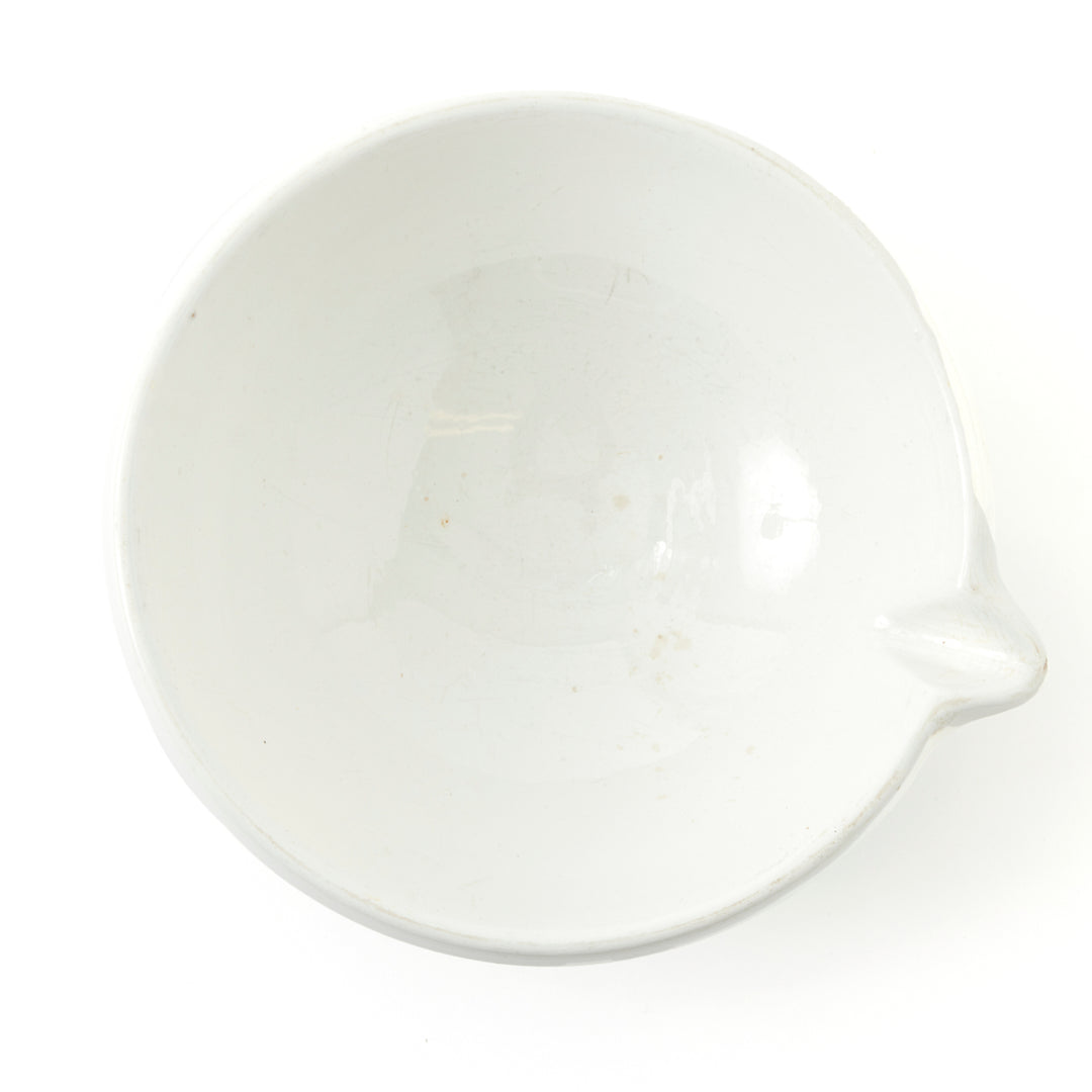 Antique Belgian Creamware Mixing Bowl with Spout