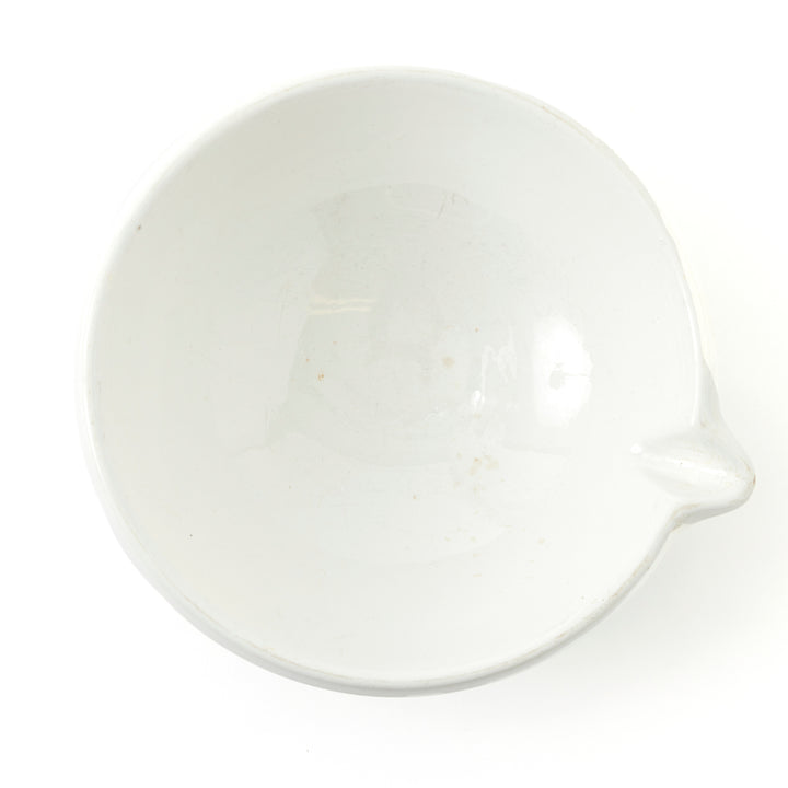 Antique Belgian Creamware Mixing Bowl with Spout