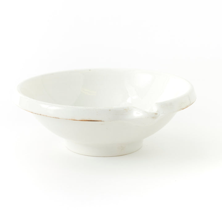 Antique Belgian Creamware Mixing Bowl with Spout