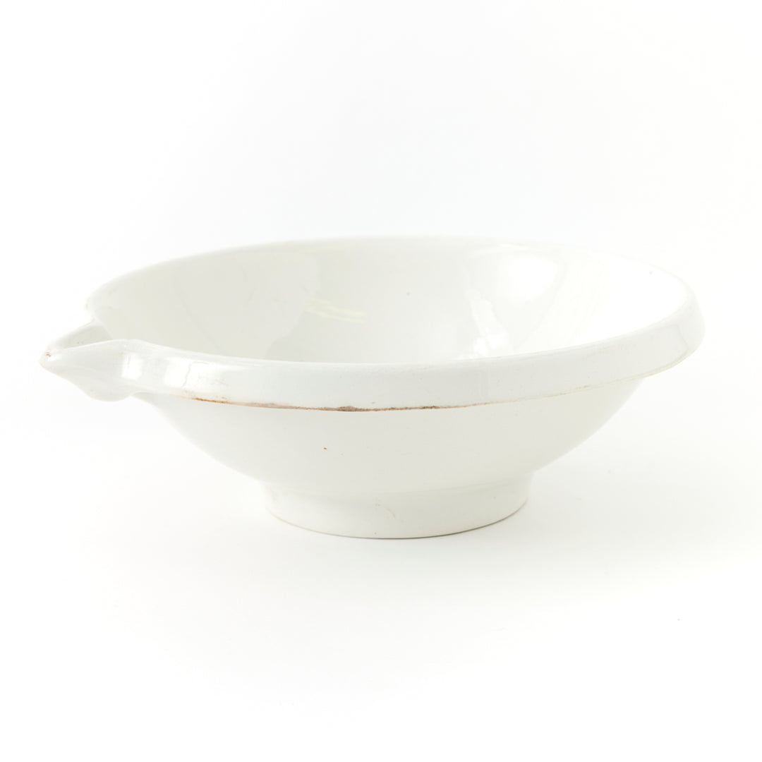 Antique Belgian Creamware Mixing Bowl with Spout