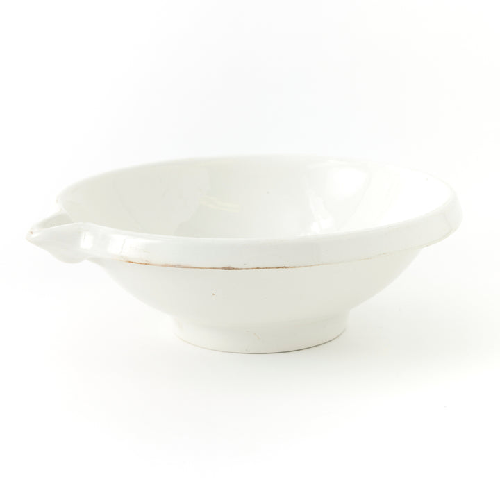 Antique Belgian Creamware Mixing Bowl with Spout