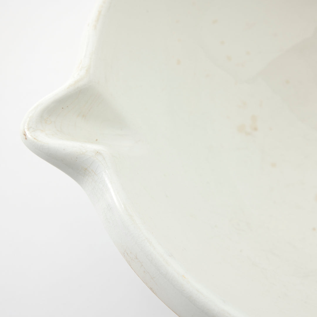 Antique Belgian Creamware Mixing Bowl with Spout
