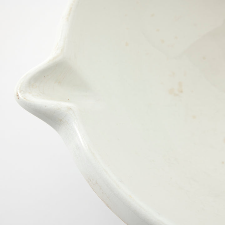 Antique Belgian Creamware Mixing Bowl with Spout