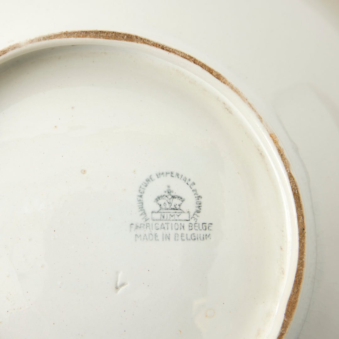 Antique Belgian Creamware Mixing Bowl with Spout