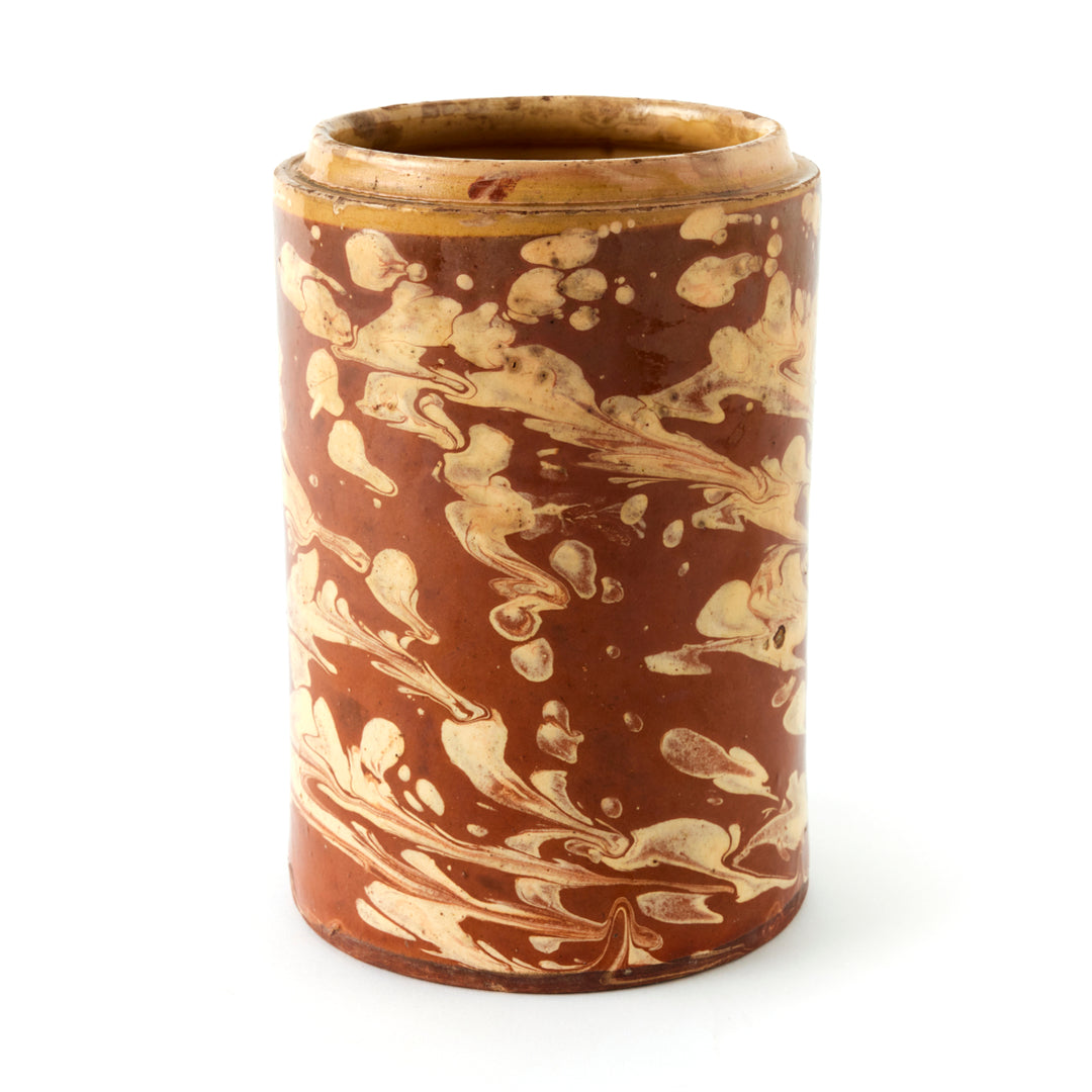 Antique Marbleized Terracotta Canister from Puglia, Italy 3