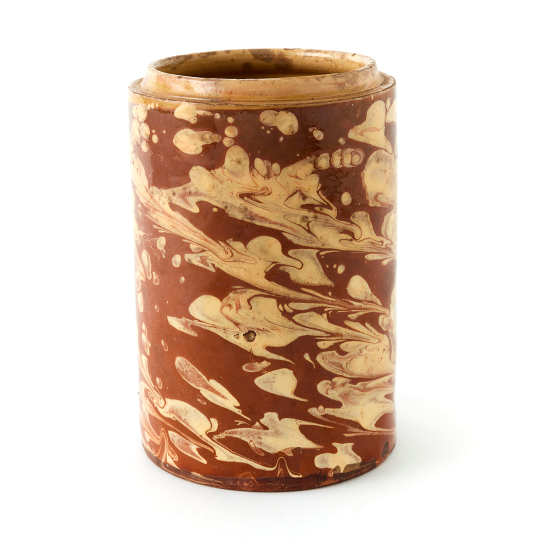 Antique Marbleized Terracotta Canister from Puglia, Italy 3