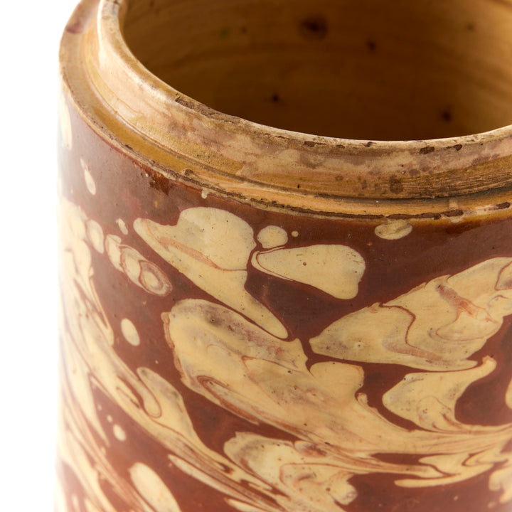 Antique Marbleized Terracotta Canister from Puglia, Italy 3