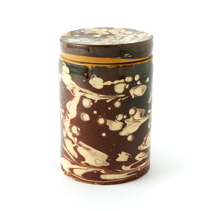 Antique Marbleized Terracotta Canister with Lid from Puglia, Italy 2