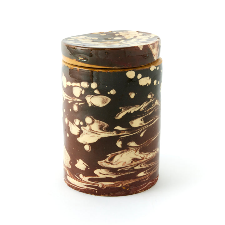 Antique Marbleized Terracotta Canister with Lid from Puglia, Italy 2