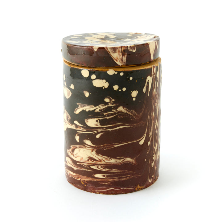 Antique Marbleized Terracotta Canister with Lid from Puglia, Italy 2