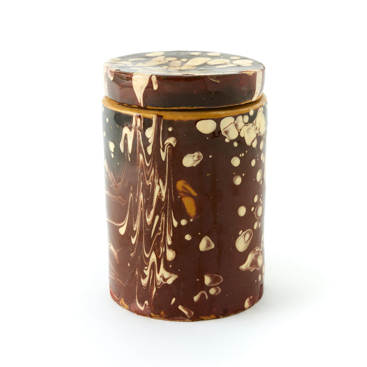 Antique Marbleized Terracotta Canister with Lid from Puglia, Italy 2