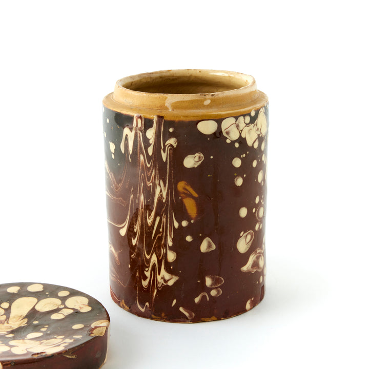 Antique Marbleized Terracotta Canister with Lid from Puglia, Italy 2