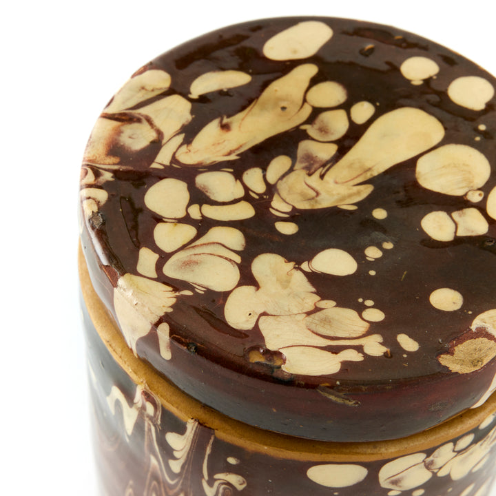 Antique Marbleized Terracotta Canister with Lid from Puglia, Italy 2