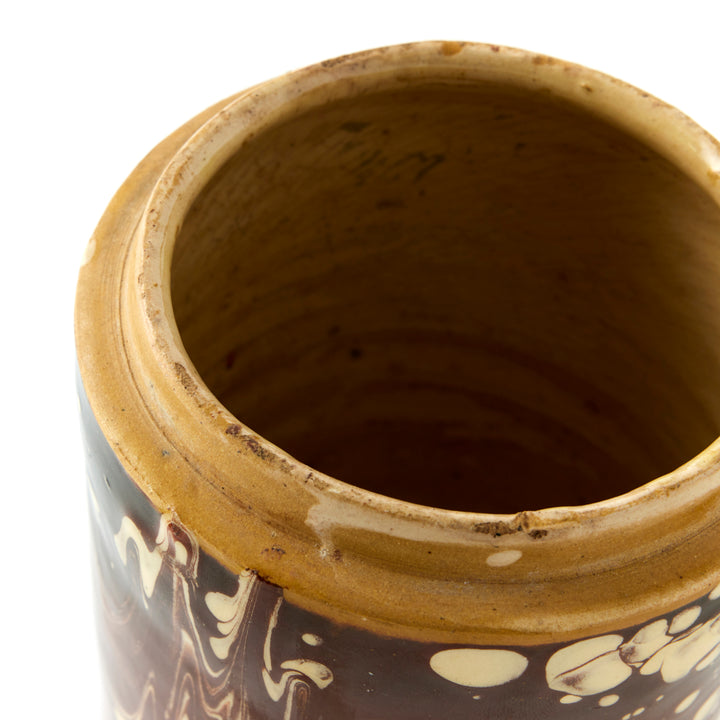 Antique Marbleized Terracotta Canister with Lid from Puglia, Italy 2