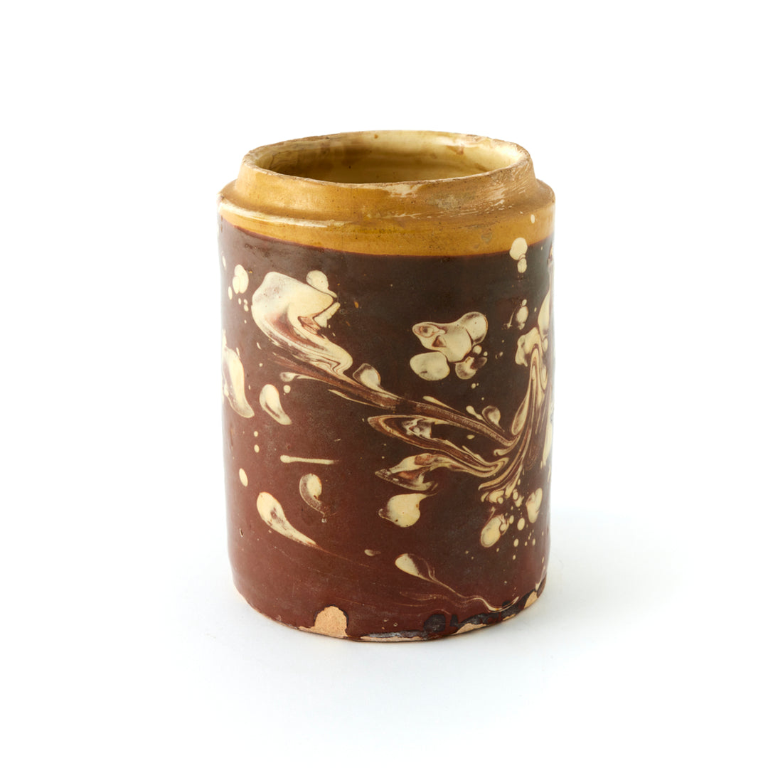 Antique Marbleized Terracotta Canister from Puglia, Italy 1