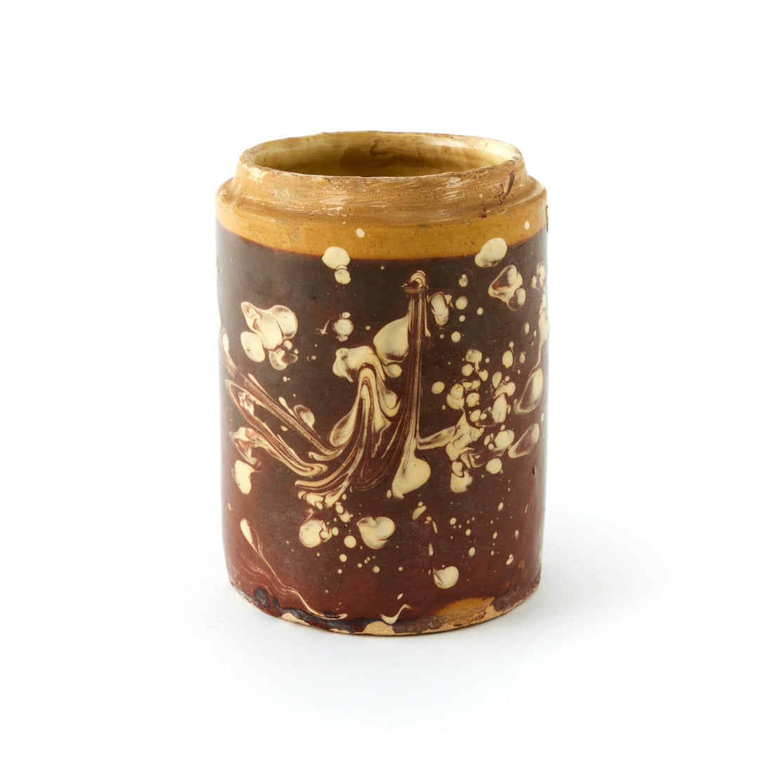 Antique Marbleized Terracotta Canister from Puglia, Italy 1