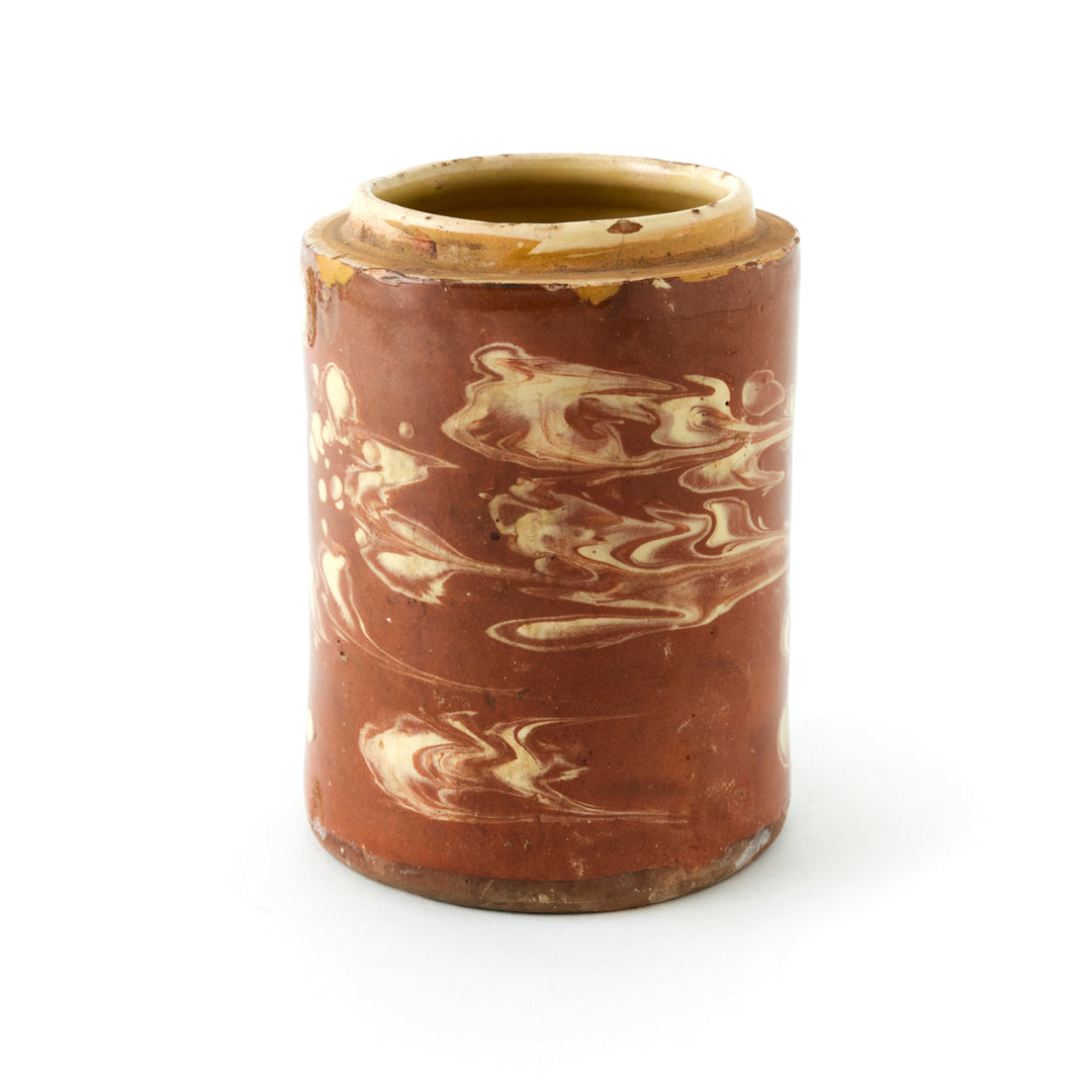 Antique Marbleized Terracotta Canister from Puglia, Italy 2