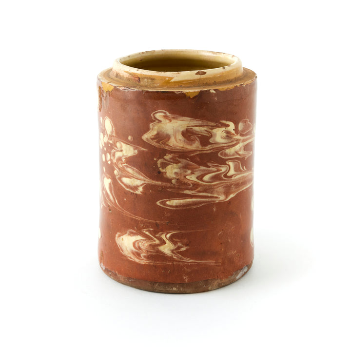 Antique Marbleized Terracotta Canister from Puglia, Italy 2