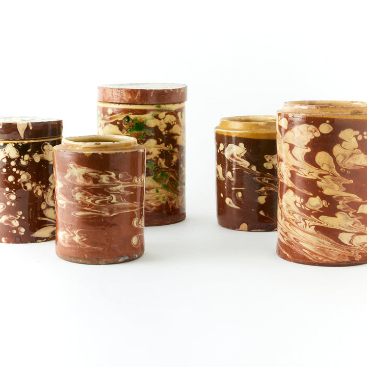 Antique Marbleized Terracotta Canister from Puglia, Italy 2