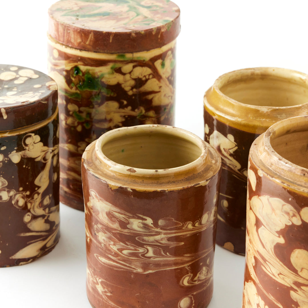Antique Marbleized Terracotta Canister from Puglia, Italy 1