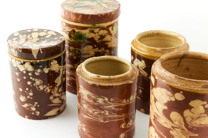 Antique Marbleized Terracotta Canister from Puglia, Italy 3
