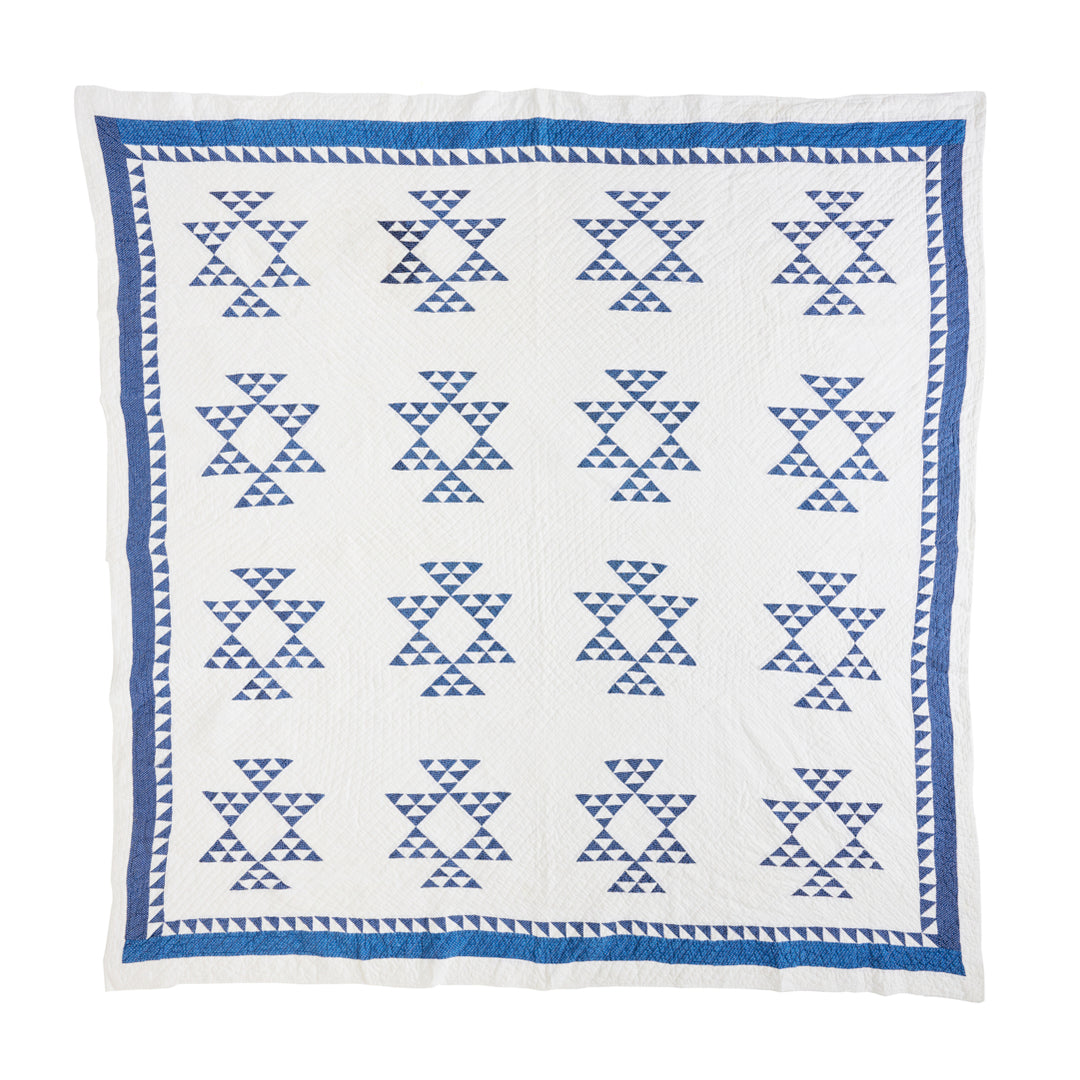 Indigo and White Double Pyramid Quilt, c. 1910