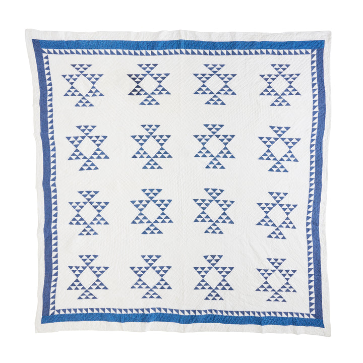 Indigo and White Double Pyramid Quilt, c. 1910