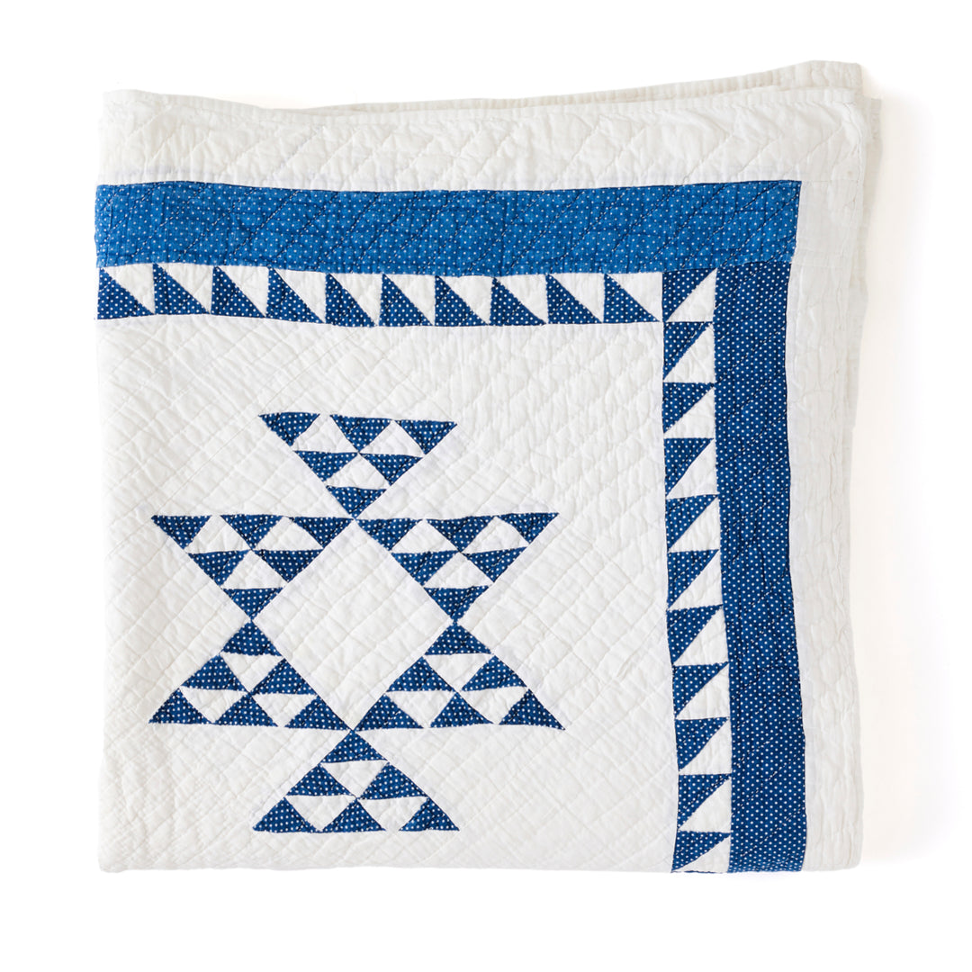 Indigo and White Double Pyramid Quilt, c. 1910