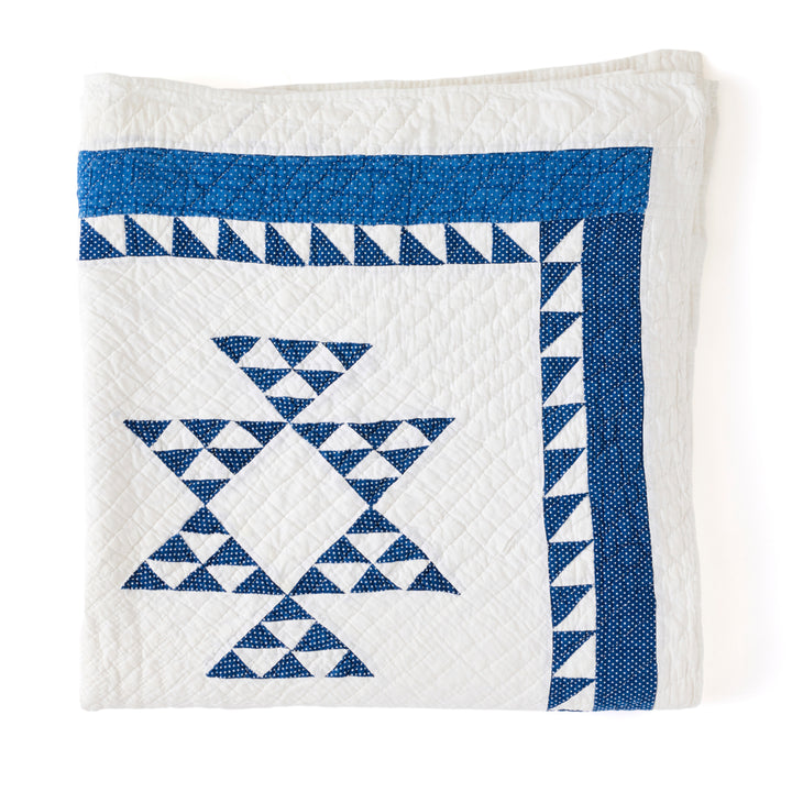 Indigo and White Double Pyramid Quilt, c. 1910