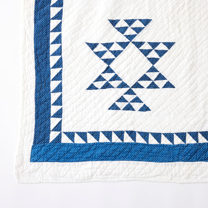 Indigo and White Double Pyramid Quilt, c. 1910