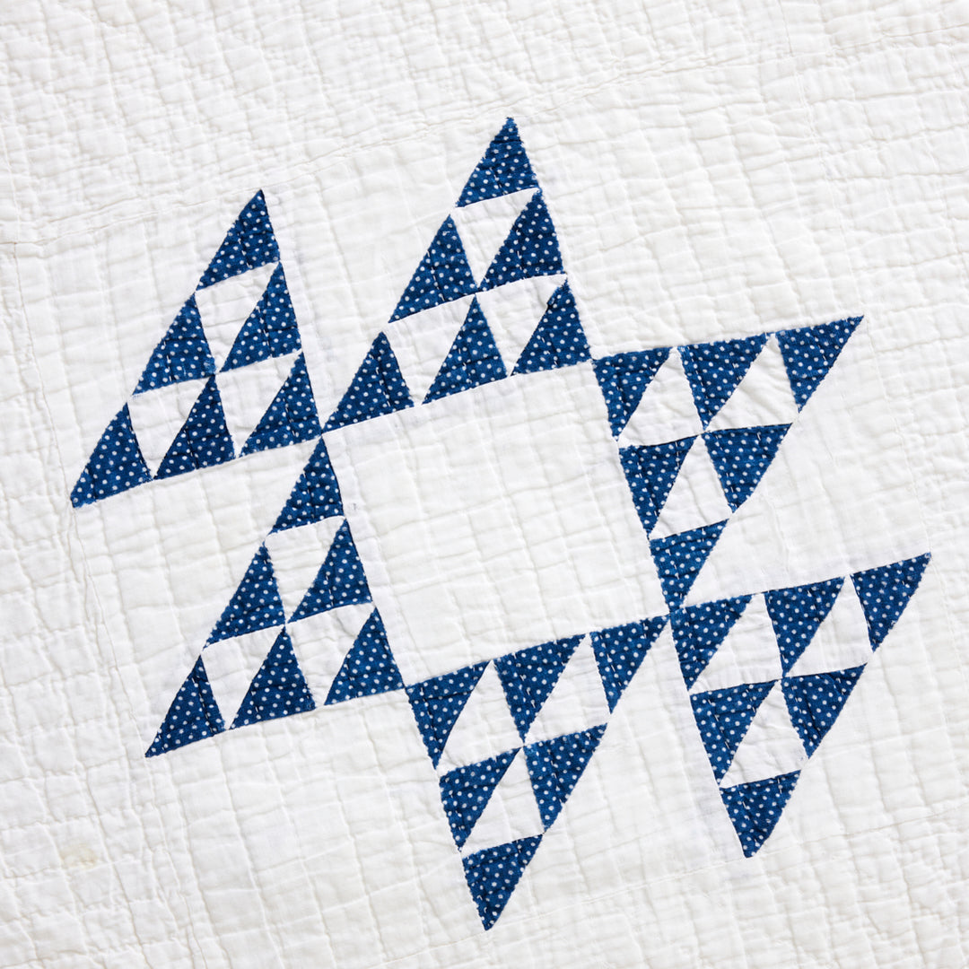 Indigo and White Double Pyramid Quilt, c. 1910