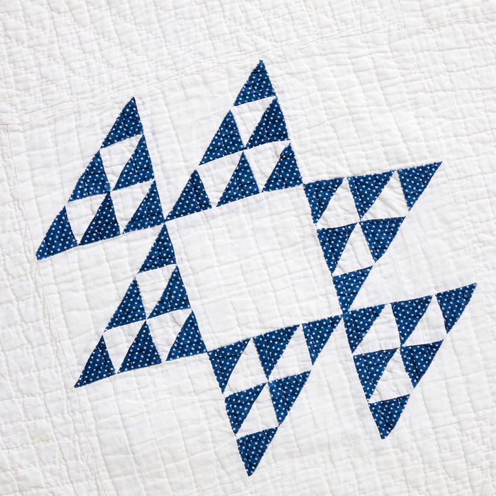 Indigo and White Double Pyramid Quilt, c. 1910