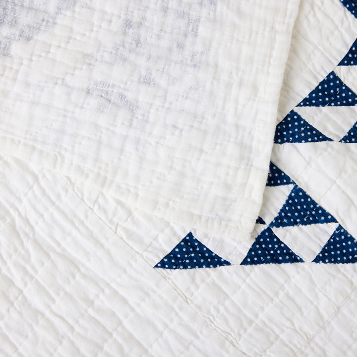 Indigo and White Double Pyramid Quilt, c. 1910